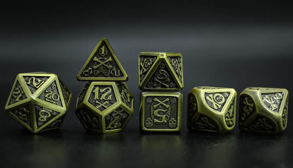 Boneshadow | Solid Metal Dice | 7 Piece Set
