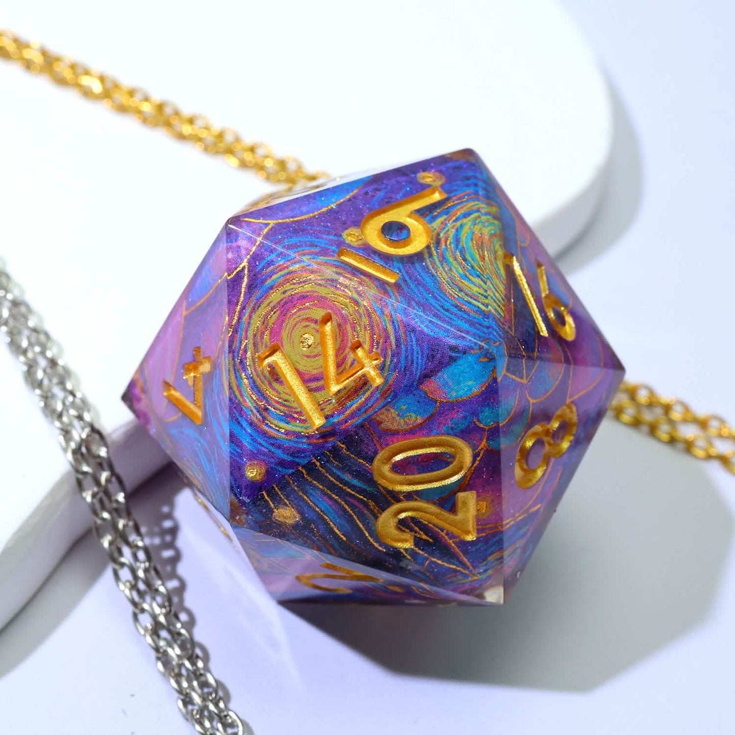 Gilded Cosmos | 50mm D20 | Oversized Art Core Dice | Single Dice