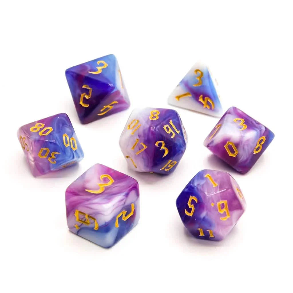 Ethereal Wave | Soft Edge Dice | Acrylic | 7 Piece Set