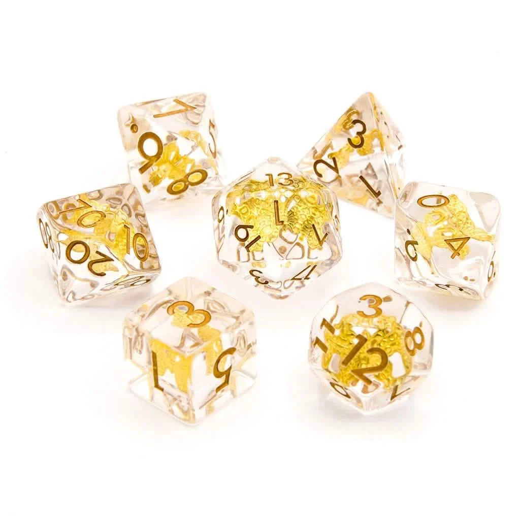 Gold Butterfly | Soft Edge Dice | Resin | 7 Piece Set