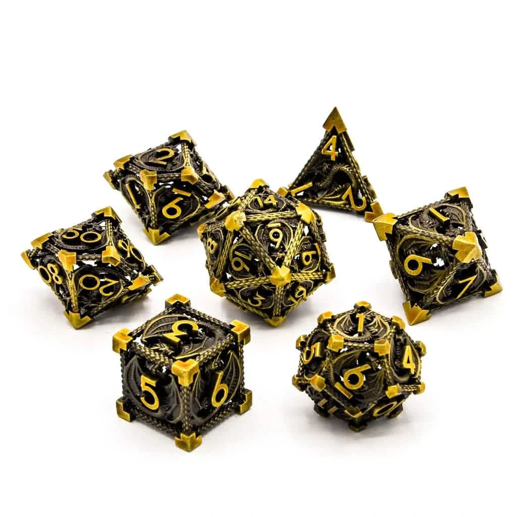 Draconic Prisoner | Hollow Metal Dice | 7 Piece Set