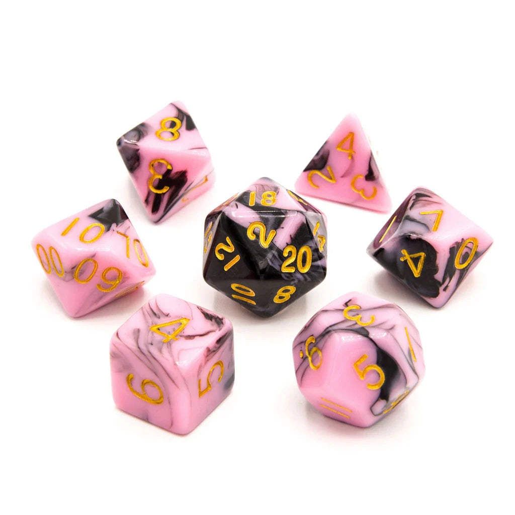 Bubblegum Midnight - Acrylic DND Dice Set - 7 Piece Polyhedral