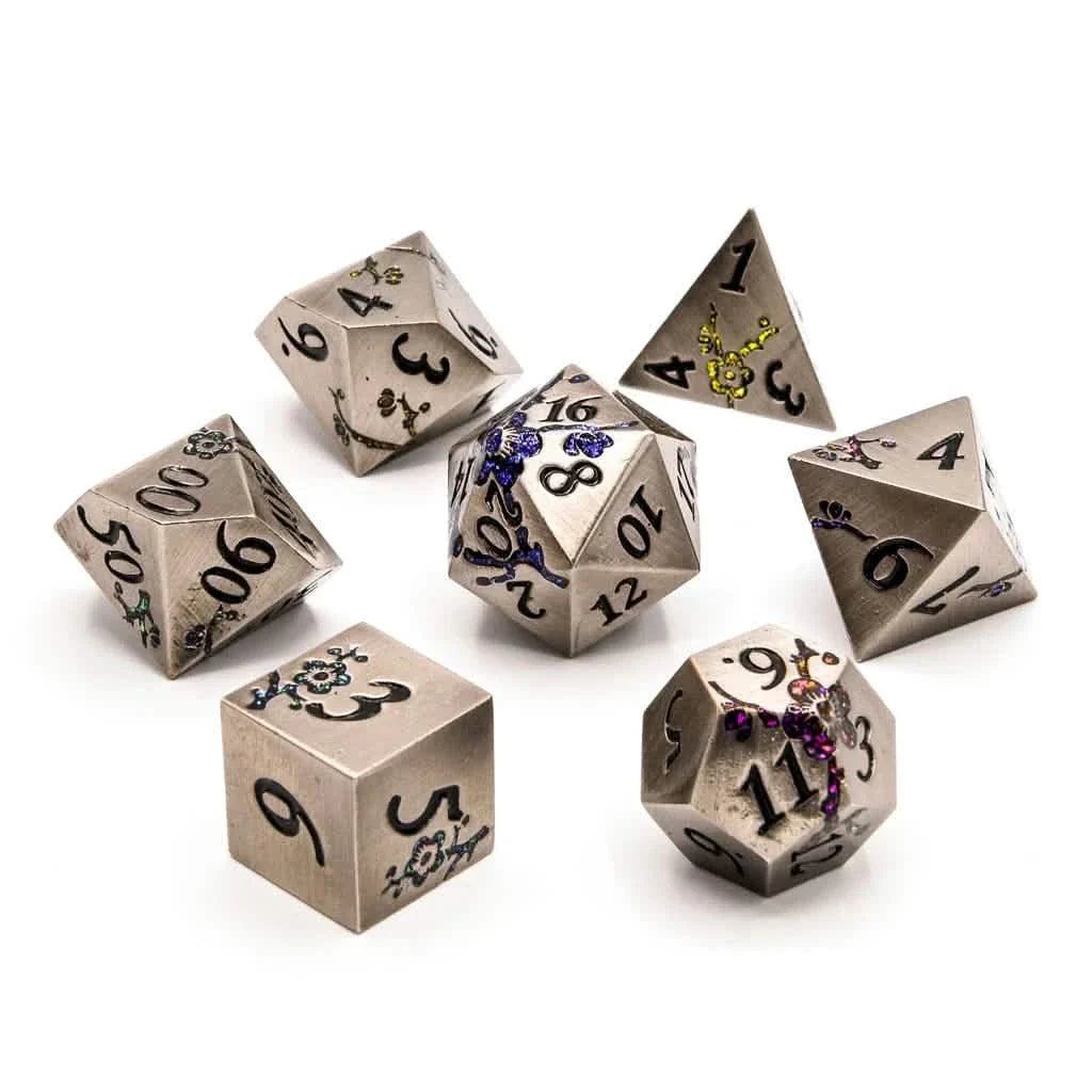 Iron Blossom | Solid Metal Dice | 7 Piece Set