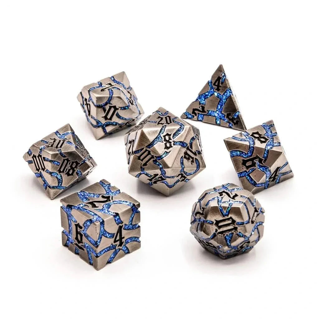 Frostmourne Steel | Solid Metal Dice | 7 Piece Set