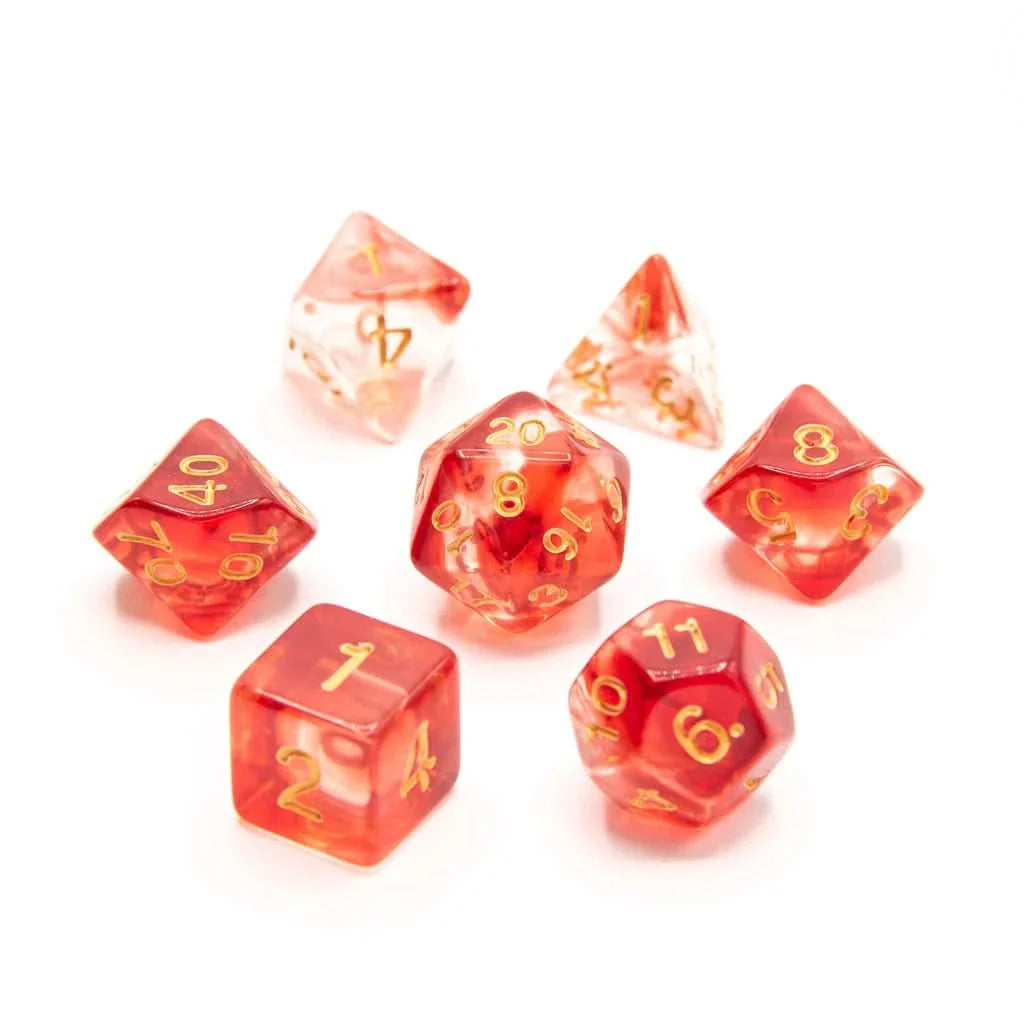 Phoenix Flame | Soft Edge Dice | Acrylic | 7 Piece Set