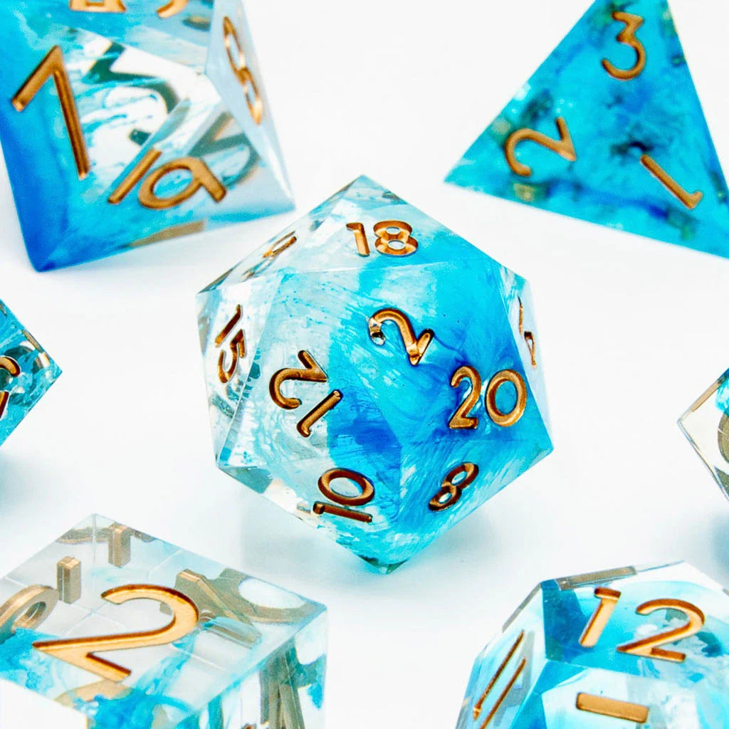 Icebound Fury | Sharp Edge Dice | 7 Piece Set