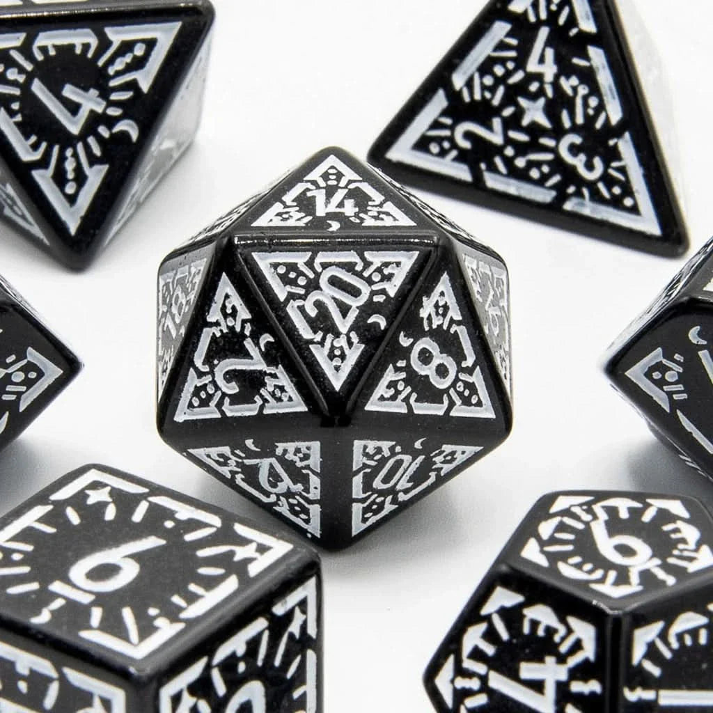 Lunar Ray - Acrylic DND Dice Set - 7 Piece Polyhedral
