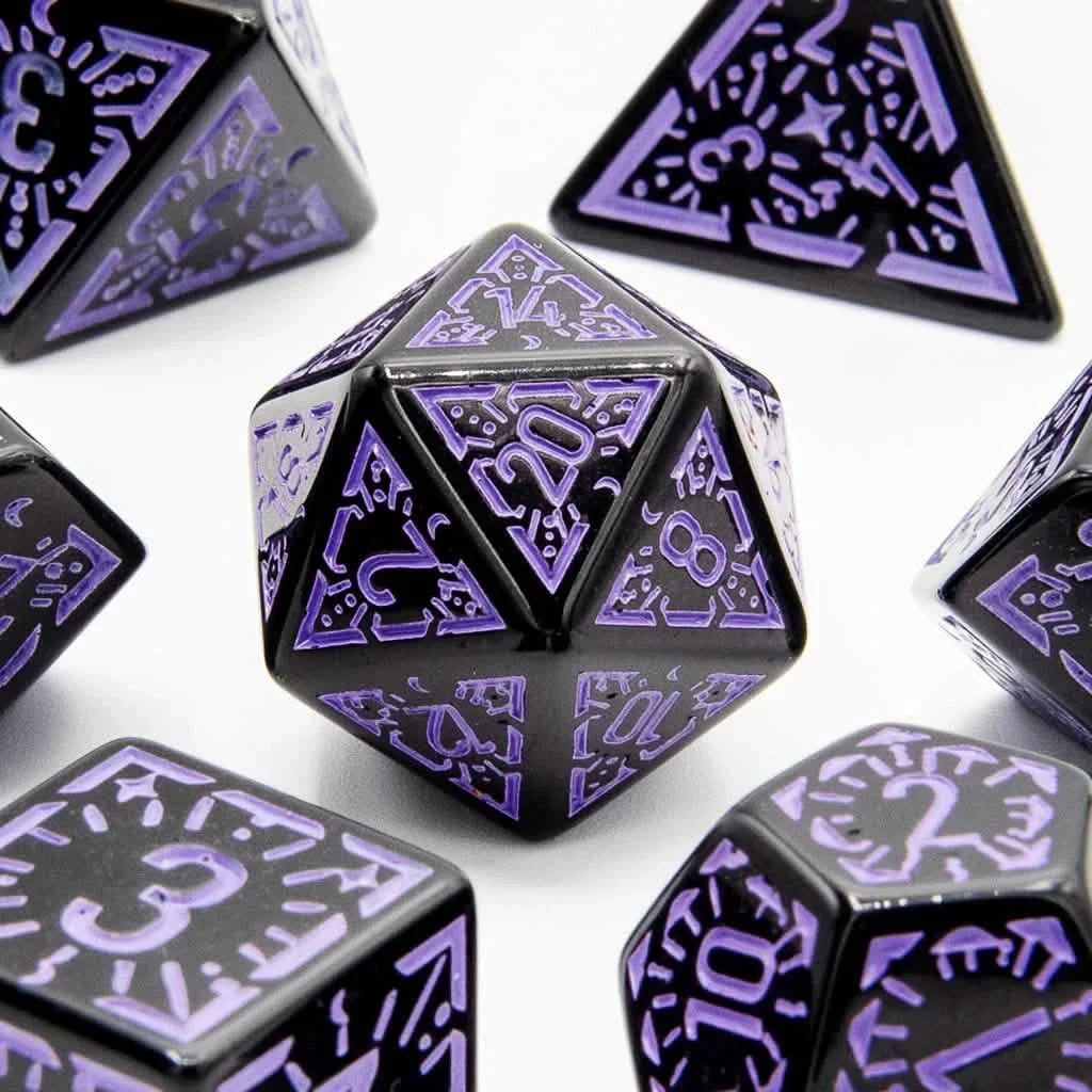 Violet Ray | Soft Edge Dice | Acrylic | 7 Piece Set