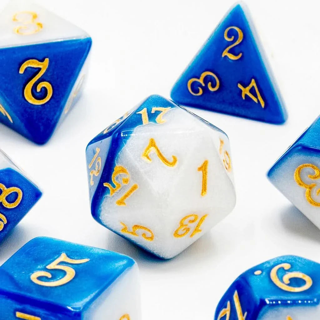 Frosted Azure - Acrylic DND Dice Set - 7 Piece Polyhedral