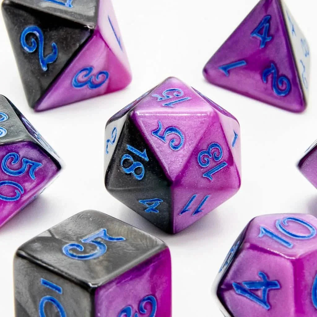 Midnight Amethyst | Soft Edge Dice | Acrylic | 7 Piece Set