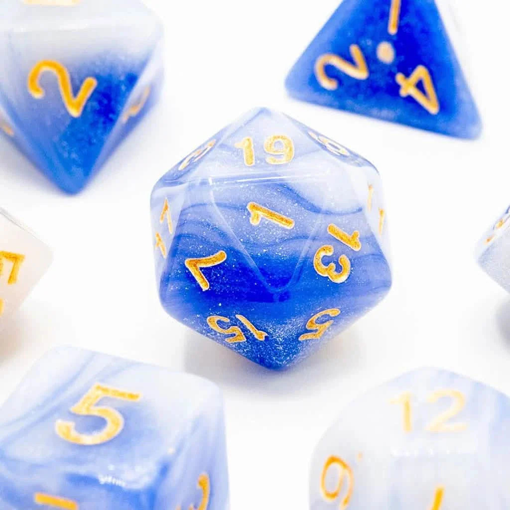 Frosted Sky | Soft Edge Dice | Acrylic | 7 Piece Set