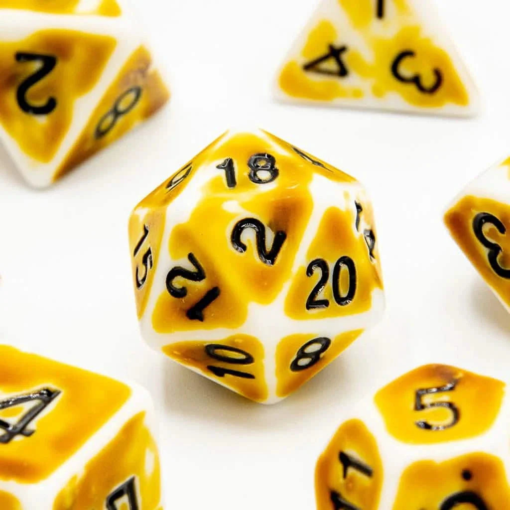 Faded Glory Yellow | Soft Edge Dice | Acrylic | 7 Piece Set