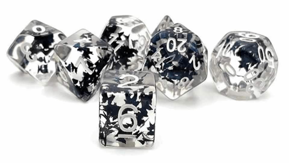 Black Butterfly | Soft Edge Dice | Resin | 7 Piece Set