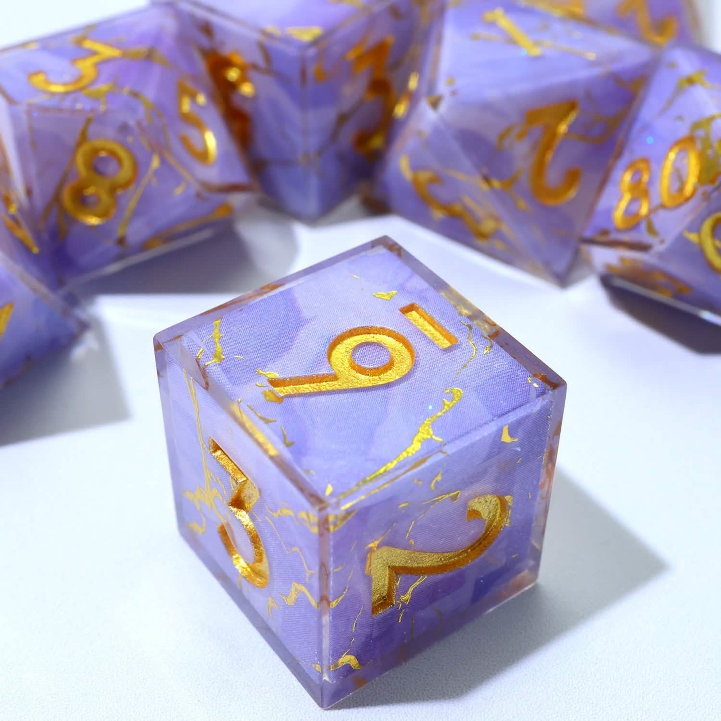 Lunari Whisper | Sharp Edge Dice | Resin | 7 Piece Set