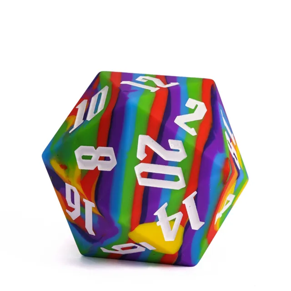 Jester's Bounce | Silicone D20 | Single Dice | Rainbow