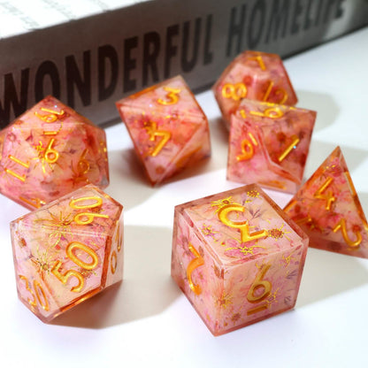 Fey Blossom | Sharp Edge Dice | Resin | 7 Piece Set
