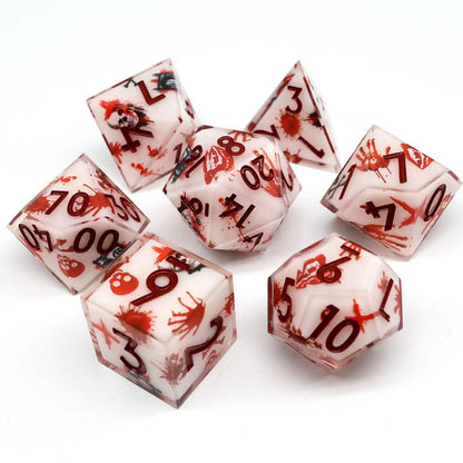 Touch of Death | Sharp Edge Dice | Resin | 7 Piece Set