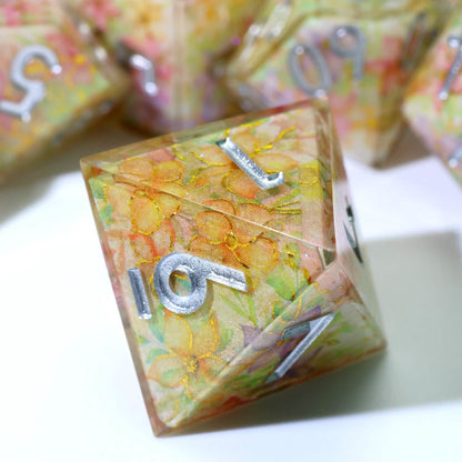Feywild Bloom | Sharp Edge Dice | Resin | 7 Piece Set