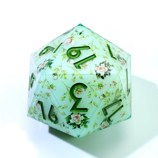Floral Notes | 33mm D20 | Oversized Art Core Dice | Single Dice