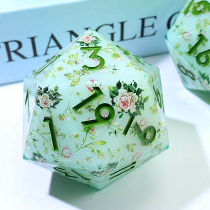 Floral Notes | 33mm D20 | Oversized Art Core Dice | Single Dice