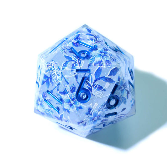 Snowflower | 50mm D20 | Oversized Art Core Dice | Single Dice