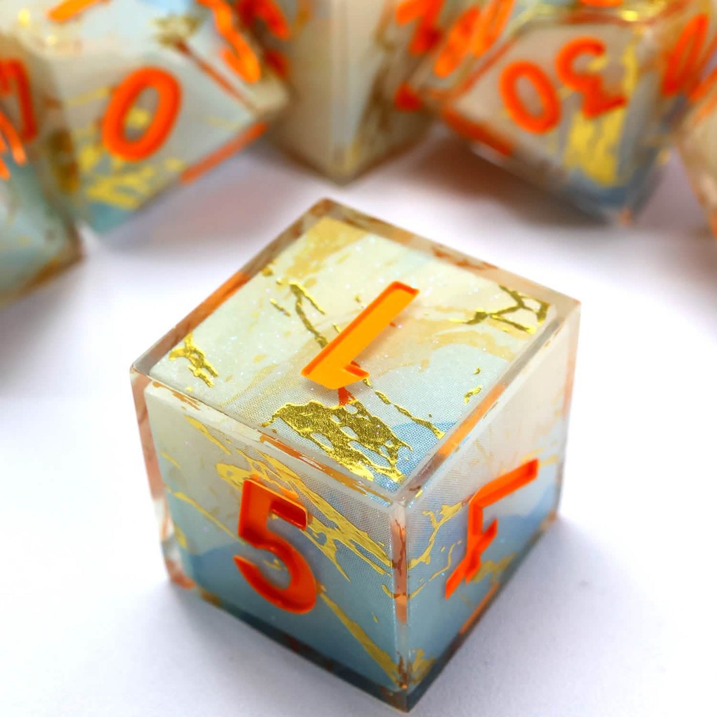 Divine Thunder | Sharp Edge Dice | Resin | 7 Piece Set