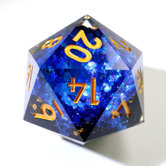 Azure Depths | 50mm D20 | Oversized Geode Dice | Single Dice