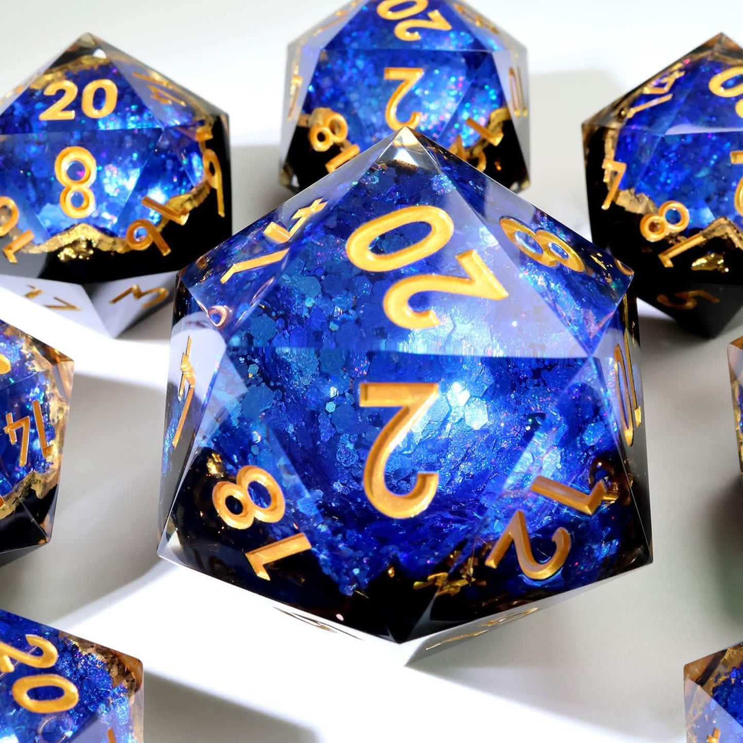 Azure Depths | 50mm D20 | Oversized Geode Dice | Single Dice