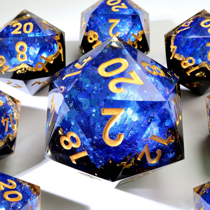 Azure Depths | 50mm D20 | Oversized Geode Dice | Single Dice