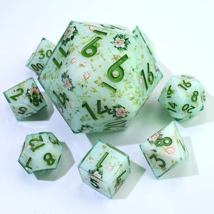 Floral Notes | 50mm D20 | Oversized Art Core Dice | Single Dice