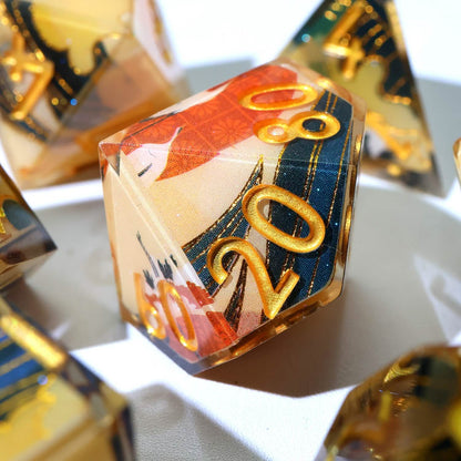 Whispering Glade | Sharp Edge Dice | Resin | 7 Piece Set