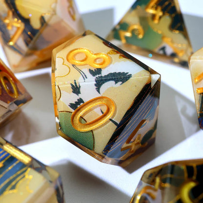 Whispering Glade | Sharp Edge Dice | Resin | 7 Piece Set