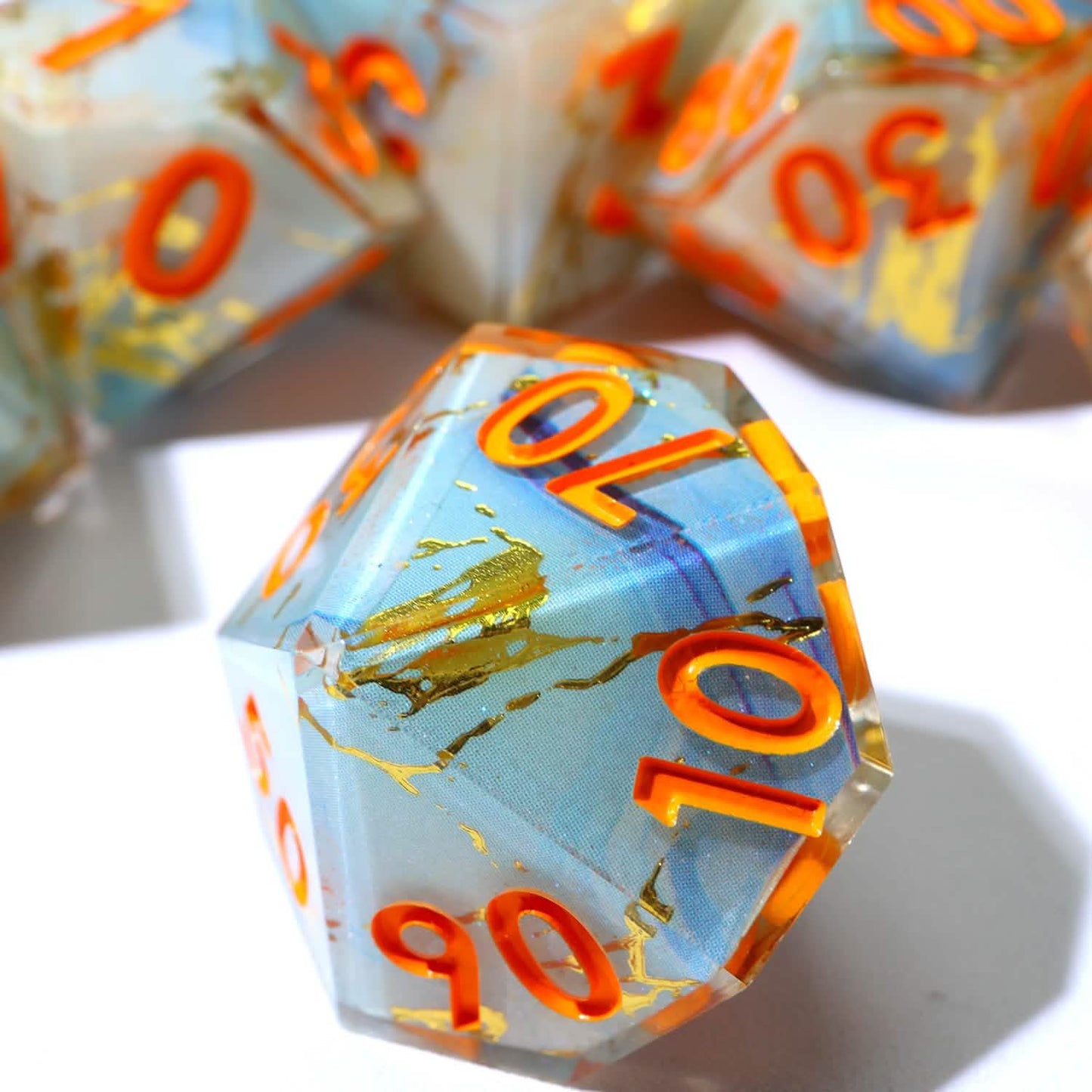Divine Thunder | Sharp Edge Dice | Resin | 7 Piece Set
