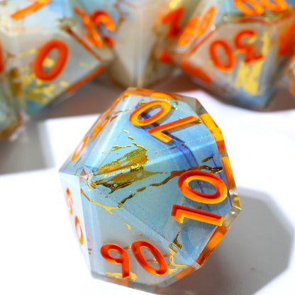 Divine Thunder | Sharp Edge Dice | Resin | 7 Piece Set