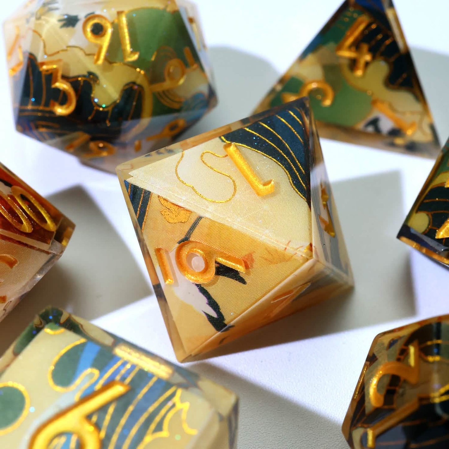 Whispering Glade | Sharp Edge Dice | Resin | 7 Piece Set