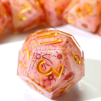 Fey Blossom | Sharp Edge Dice | Resin | 7 Piece Set