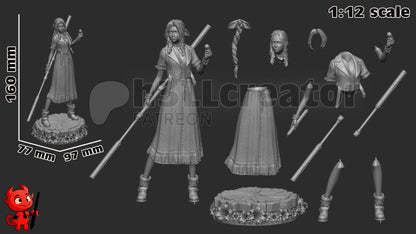 Aerith Gainsborough – Final Fantasy VII Inspired Sculpture | 3D Printed Resin Model | Unpainted or Hand-Painted