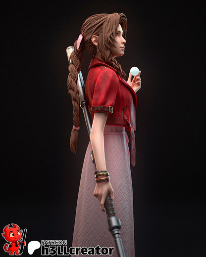Aerith Gainsborough – Final Fantasy VII Inspired Sculpture | 3D Printed Resin Model | Unpainted or Hand-Painted