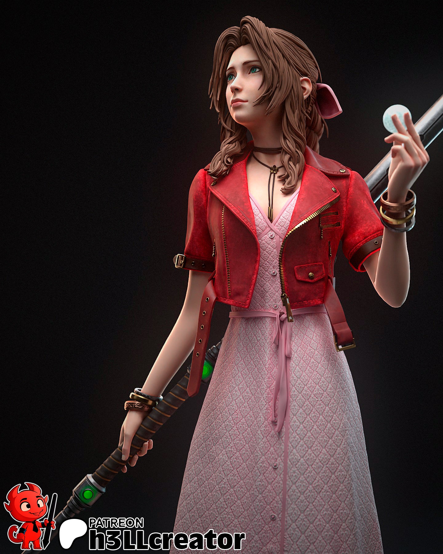 Aerith Gainsborough – Final Fantasy VII Inspired Sculpture | 3D Printed Resin Model | Unpainted or Hand-Painted