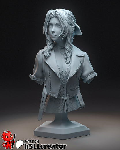 Aerith Gainsborough – Final Fantasy VII Inspired Sculpture | 3D Printed Resin Model | Unpainted or Hand-Painted