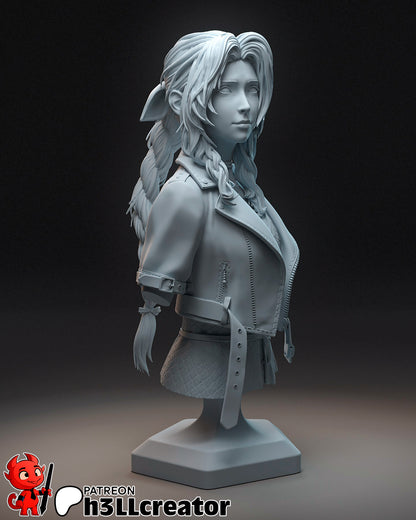 Aerith Gainsborough – Final Fantasy VII Inspired Sculpture | 3D Printed Resin Model | Unpainted or Hand-Painted