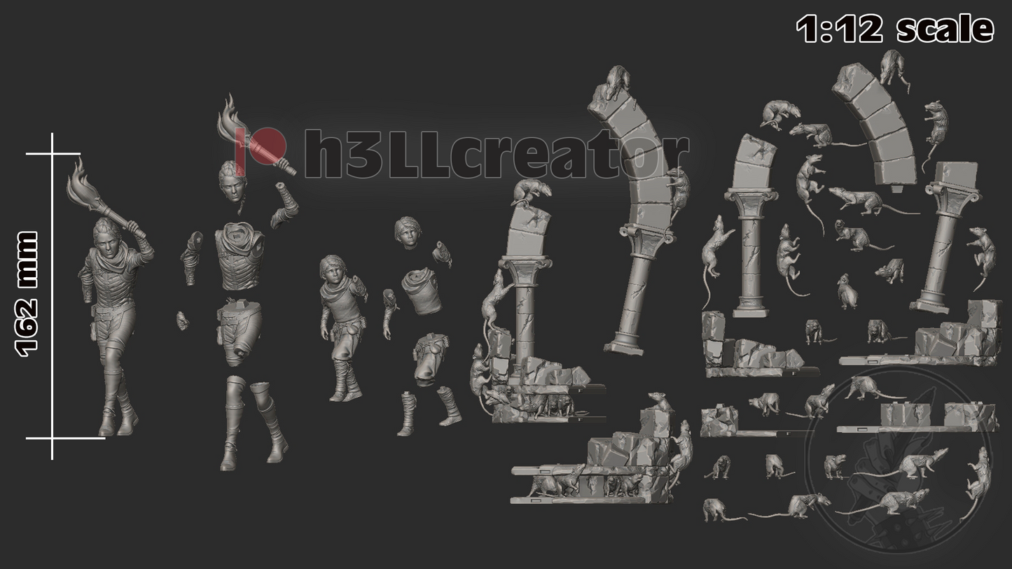 Amicia and Hugo | 3D Printed Resin Model | Unpainted or Hand-Painted