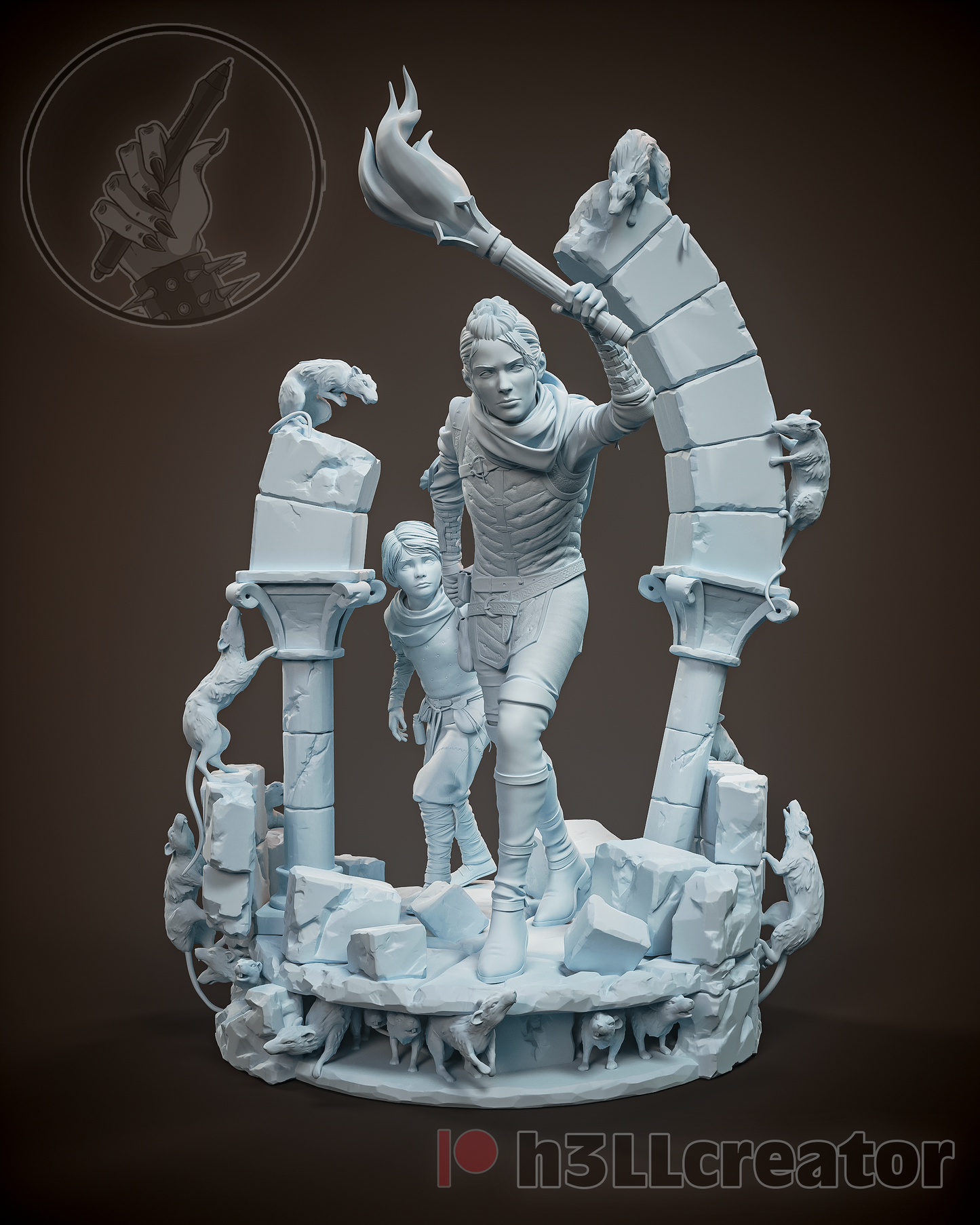 Amicia and Hugo | 3D Printed Resin Model | Unpainted or Hand-Painted