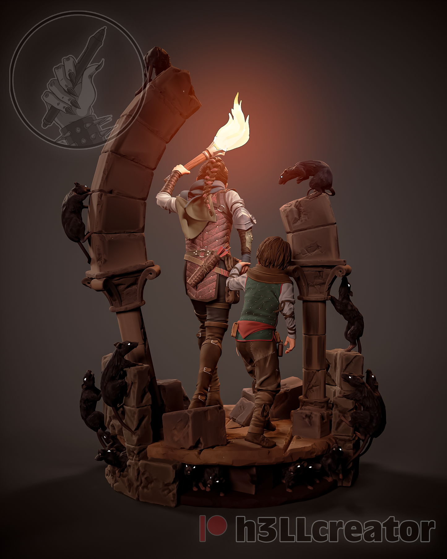Amicia and Hugo | 3D Printed Resin Model | Unpainted or Hand-Painted