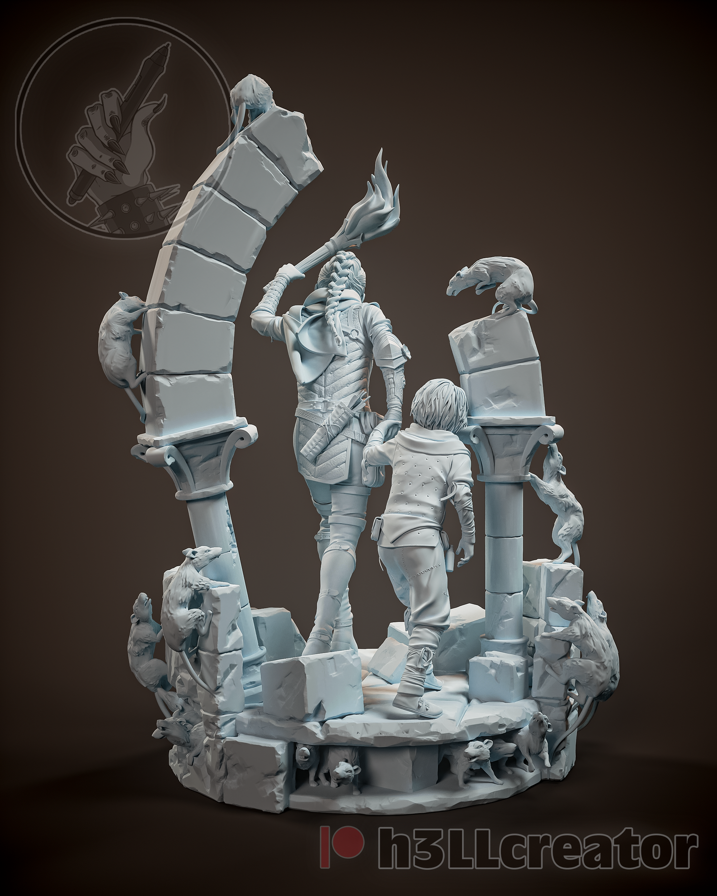 Amicia and Hugo | 3D Printed Resin Model | Unpainted or Hand-Painted