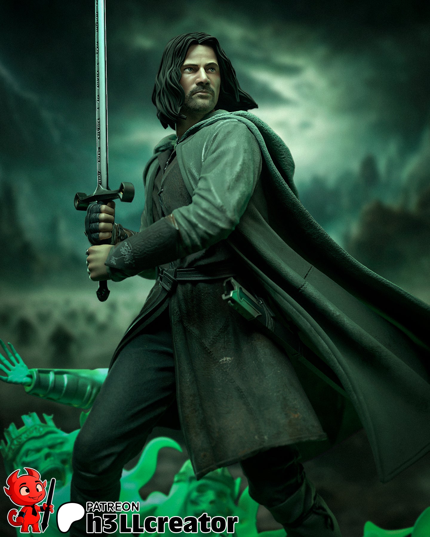 Aragorn | 3D Printed Resin Model | Unpainted or Hand-Painted