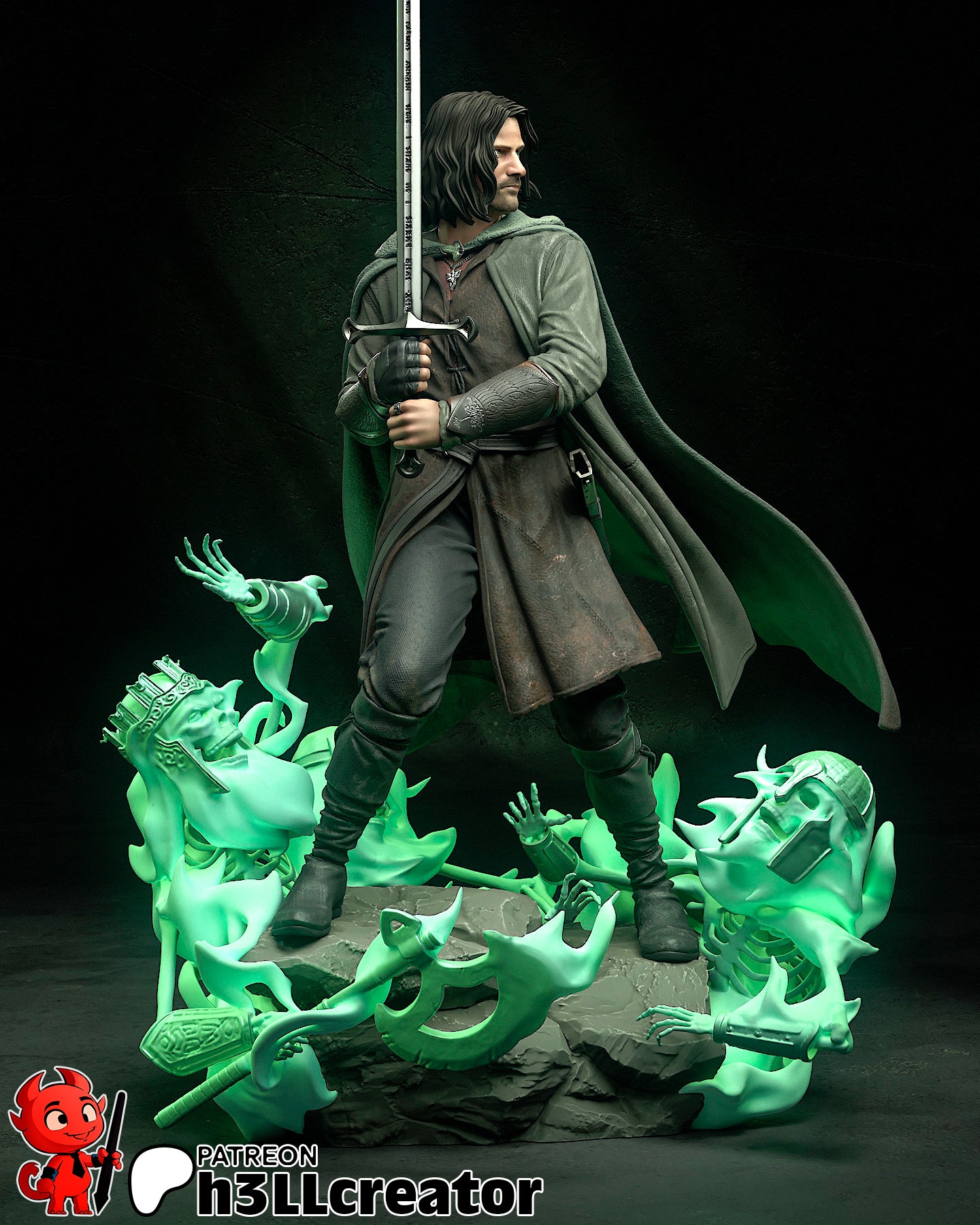 Aragorn | 3D Printed Resin Model | Unpainted or Hand-Painted