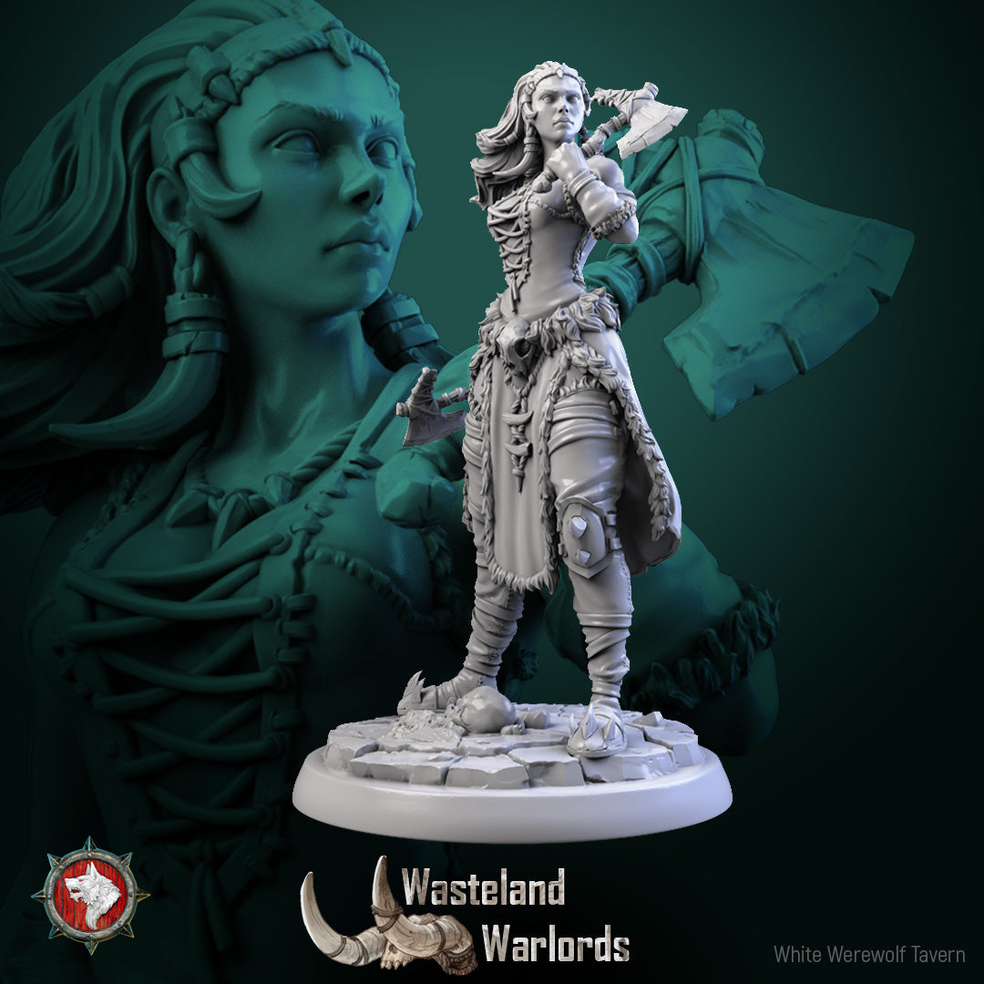 Barbarian Warlord Female Miniatures – 32 mm Resin Models by White Werewolf Tavern