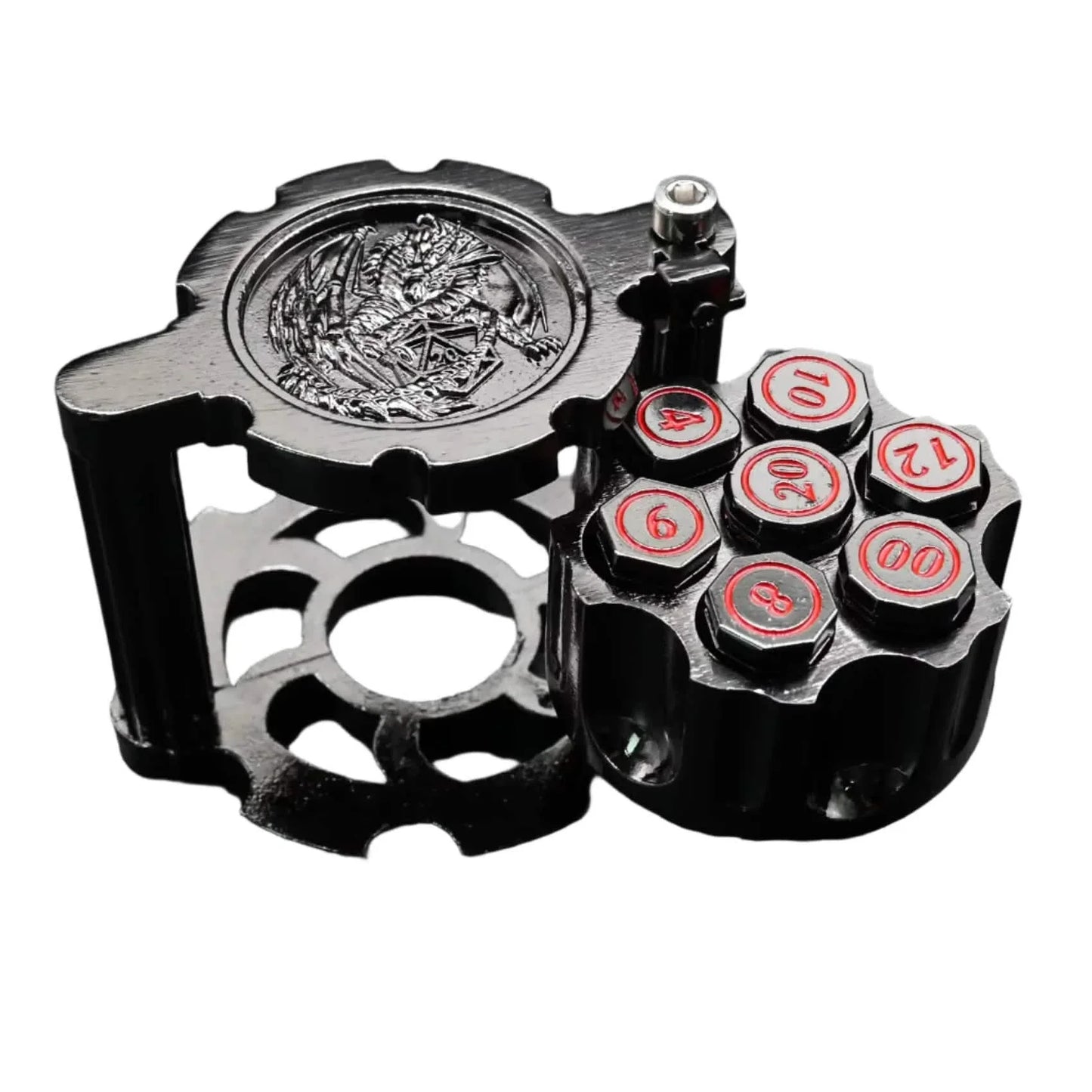 Hexchamber | Bullet Dice Set | Solid Metal | Black Red