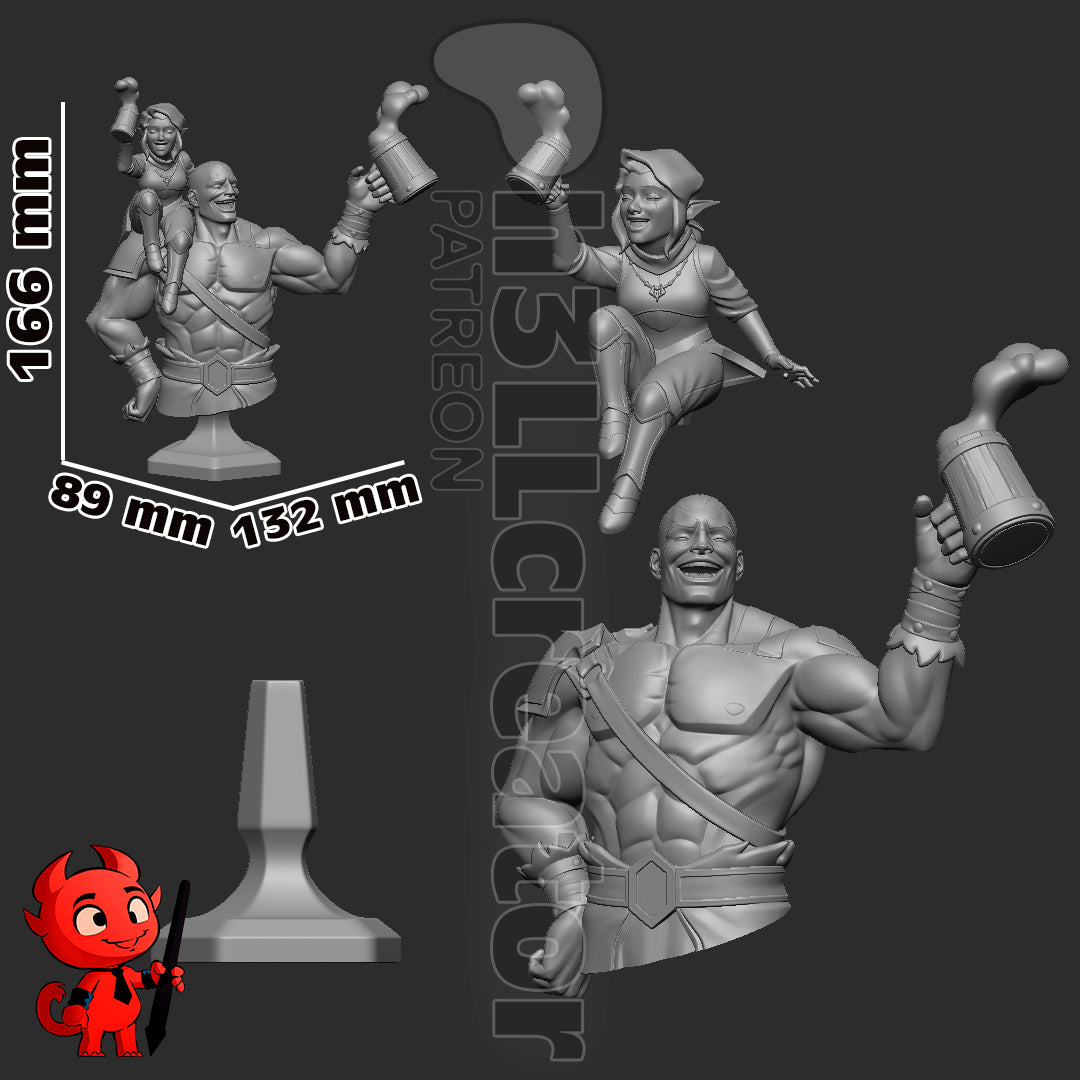 Grog and Pike Bust | The Legend of Vox Machina (fan art) | Resin 3d Printed | High Detail and Quality
